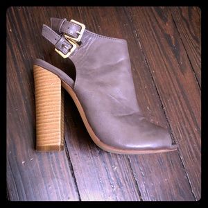 Leather peep toe booties
